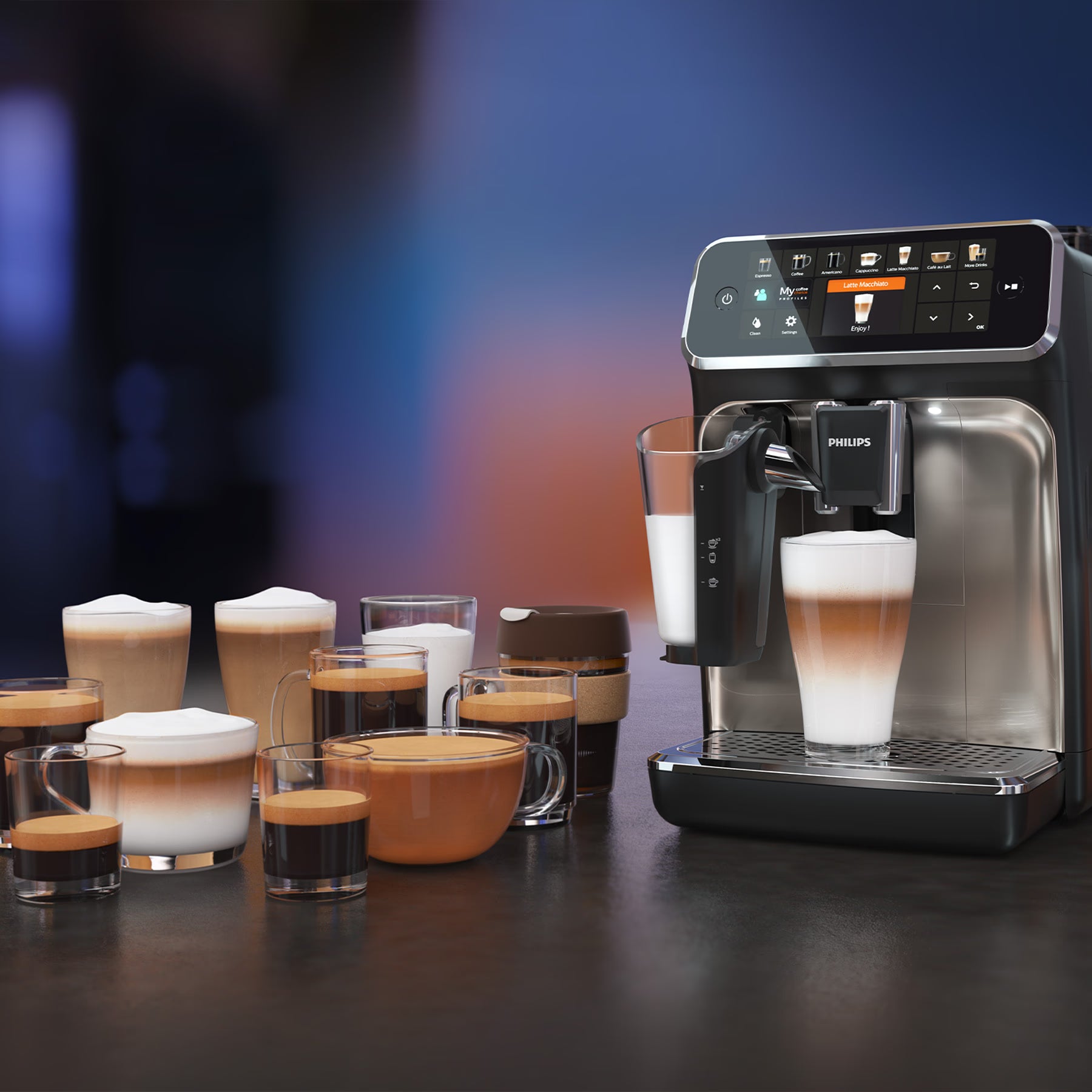 PHILIPS EP5447/90 Serie 5400 LatteGo 11 Kaffeespezialitäten Kaffeevollautomat Schwarz/Chrom