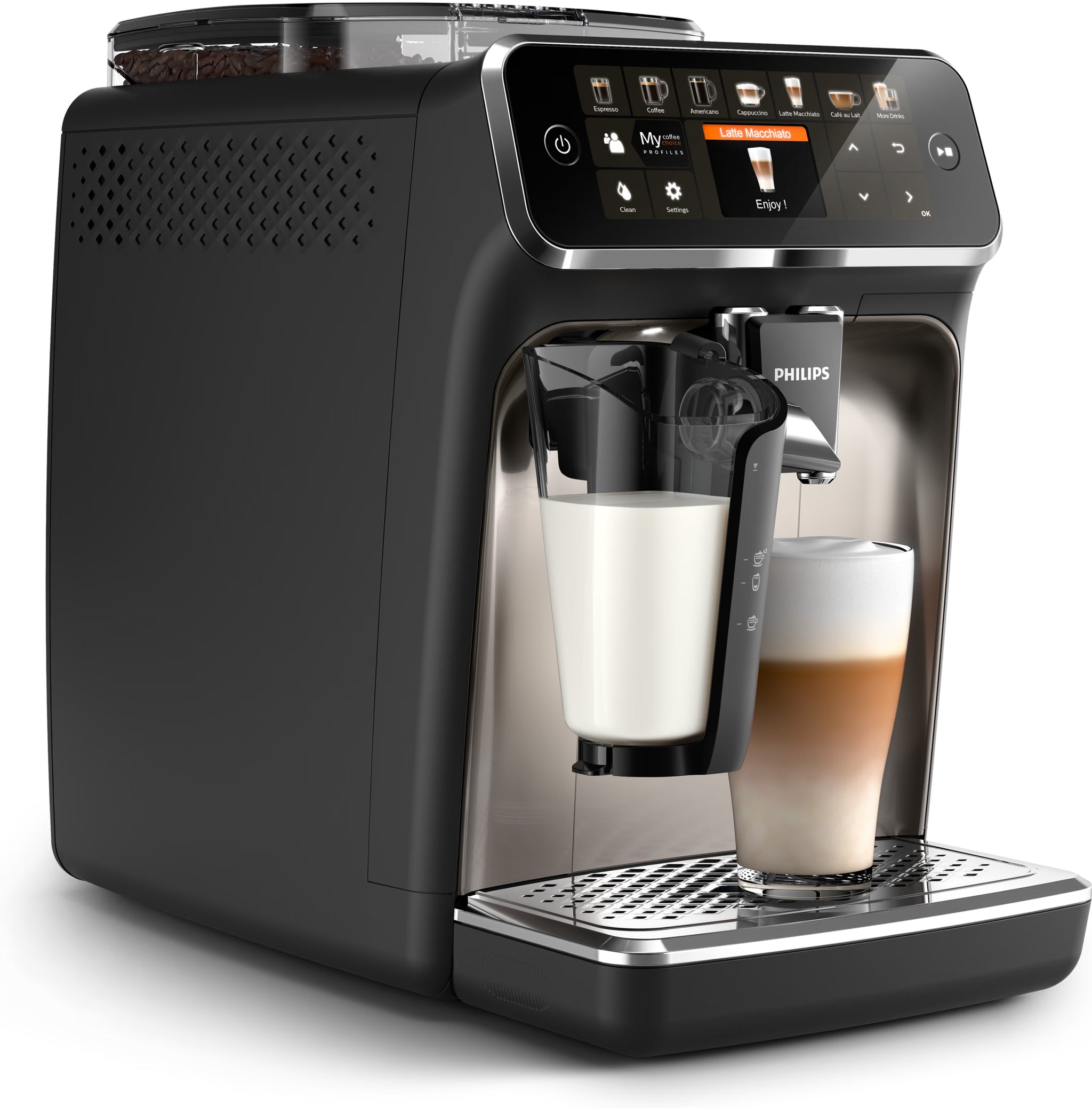 PHILIPS EP5447/90 Serie 5400 LatteGo 11 Kaffeespezialitäten Kaffeevollautomat Schwarz/Chrom